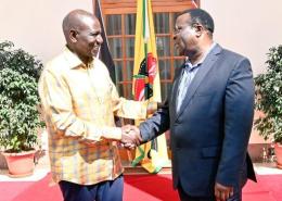 File image of President William Ruto and former Senate Speaker Ekwe Ethuro.